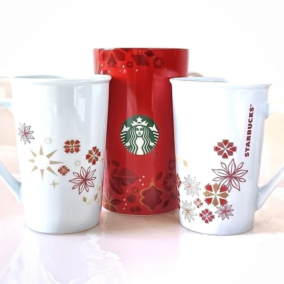 Starbucks 2013 Holiday Mugs Christmas Snowflake MCM - Picture 1 of 9